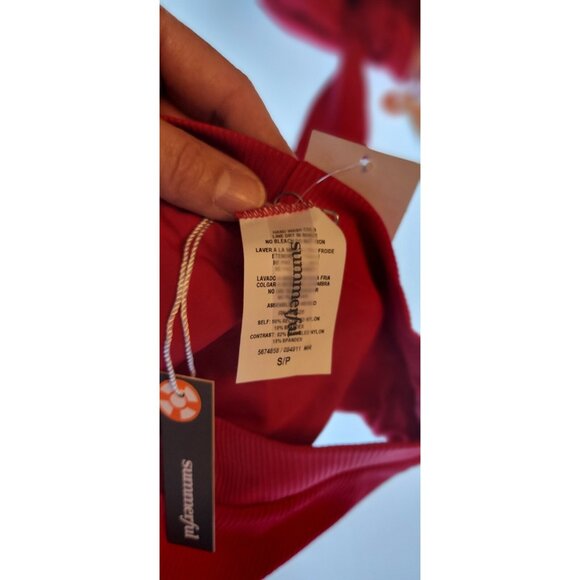 SUMMERFUL Red Bikini Set - Size S Cannes Bandeau Top Bottom High Weist - Picture 7 of 8